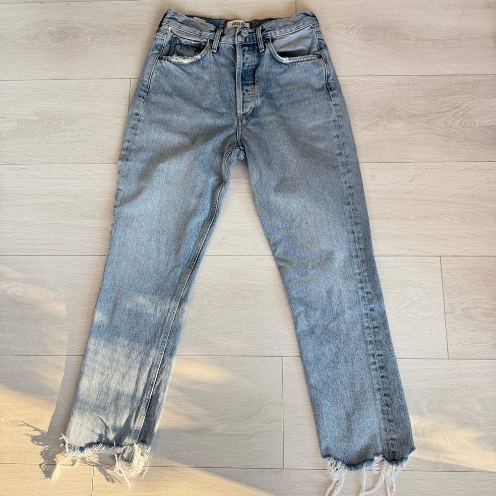 Agolde Riley Crop High Rise Denim Jeans Size 24 - 100% Organic Cotton